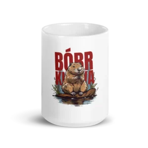 Mug with beaver image and text "Bóbr Kurwa"